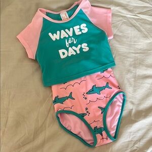 Cat & Jack Shark One-Piece Swimsuit and Short-Sleeve Rash guard